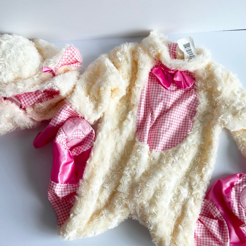 Fuzzy Cream and Pink Bunny Costume